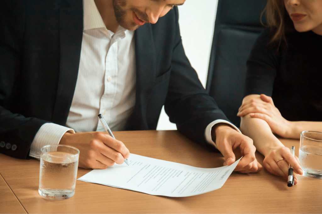 Person reviewing contract